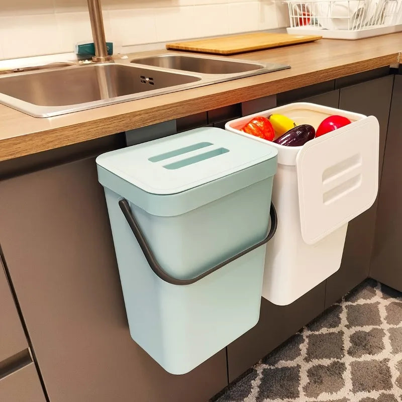 Rubbish Bin 5L Quiet Close Lid Small Rectangular Benchtop Waste Bin - White