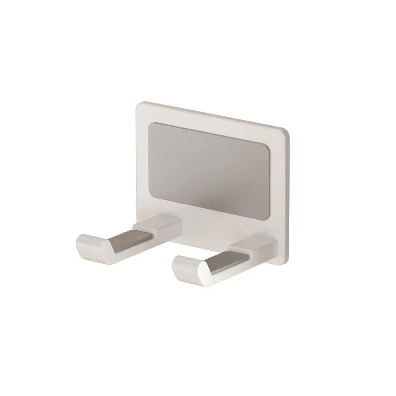 Wall Mounted Hair Dryer Holder Aluminum Alloy Bathroom Storage Rack - White