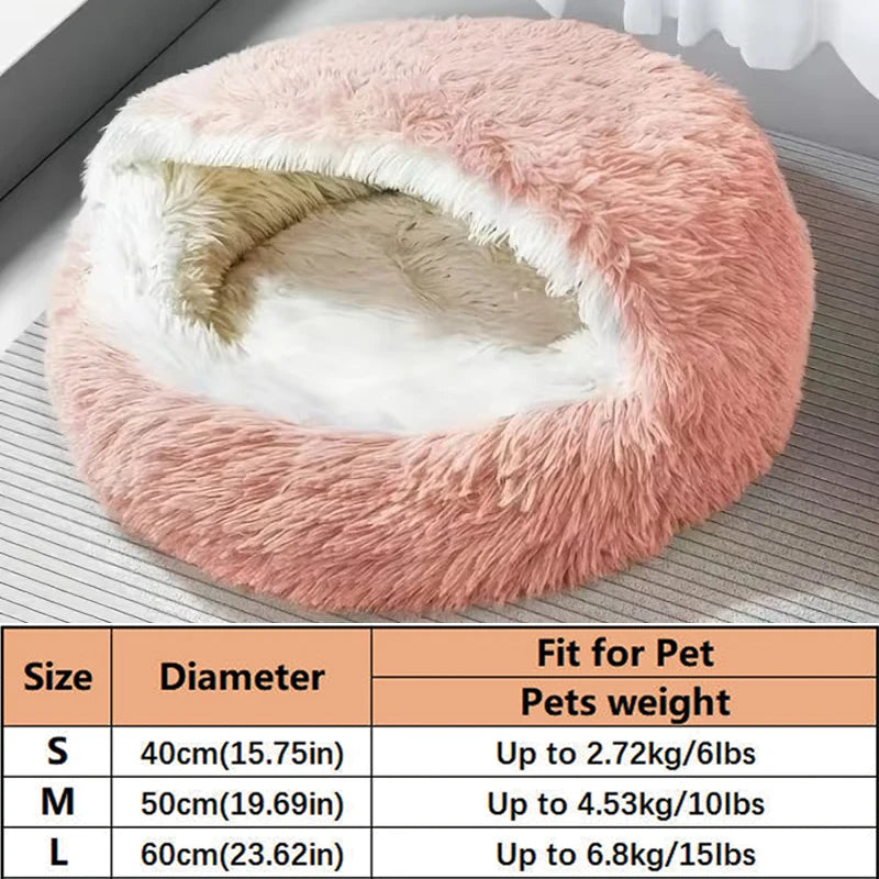 Cat Cave Bed 50 cm Plush Semi-Enclosed Pet Nest for Cats and Small Dogs - Pink