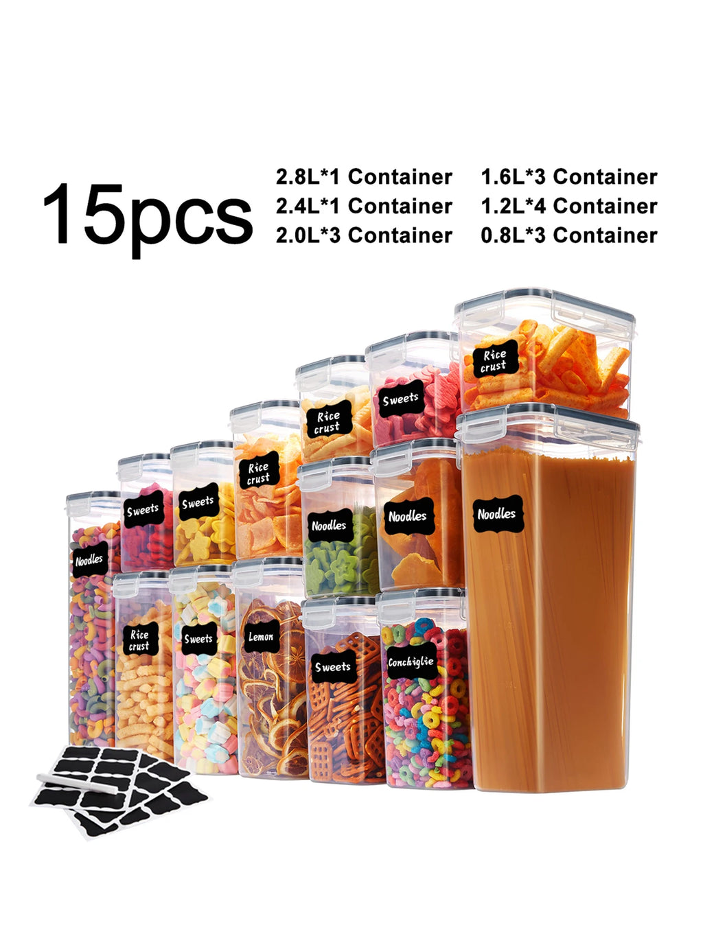 15-Piece Food Storage Containers BPA-Free Airtight Plastic Kitchen Organiser