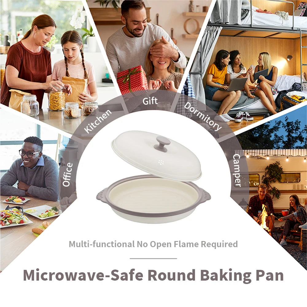 Frying Pan Microwave Cooking Pan with Glass Lid for Grilling and Cooking