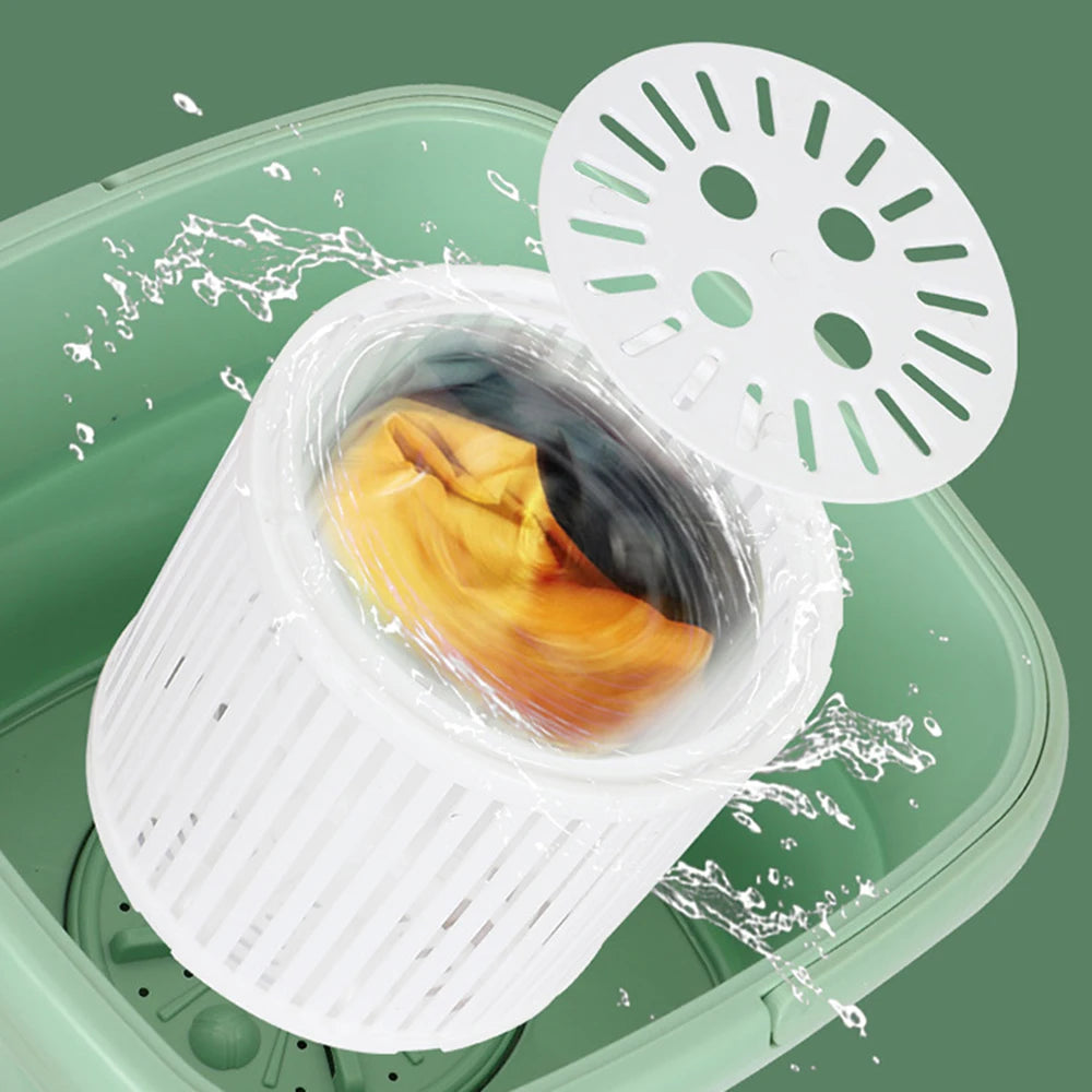 25L Large Portable Folding Washing Machine with Dryer – Mini Travel Laundry Bucket for Clothes, Socks, Underwear – Blue