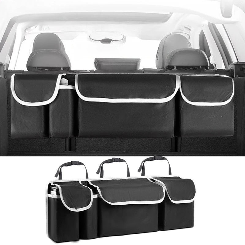 Car Backseat Storage Bag 4 Pocket Oxford Organizer with Hanging Design for SUV and Sedan