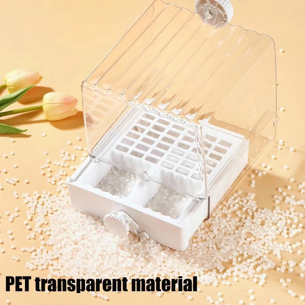 Transparent Parrot Bath Feeder Box Bird Bathtub with Bottom Drawer Splash Proof Cage Accessory – Orange