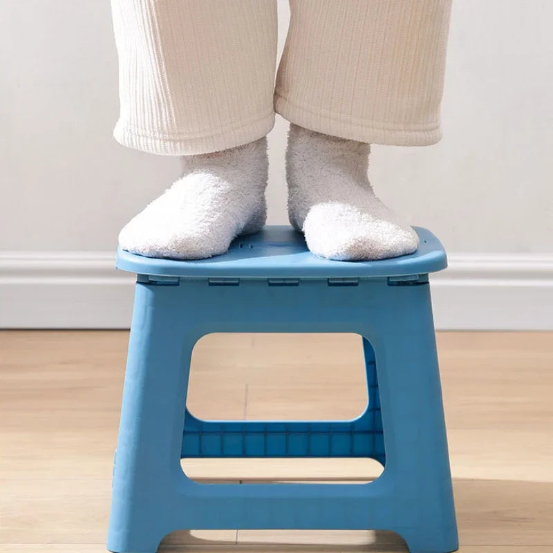 Foldable Plastic Stool Portable Lightweight Bathroom Camping Seat - Blue