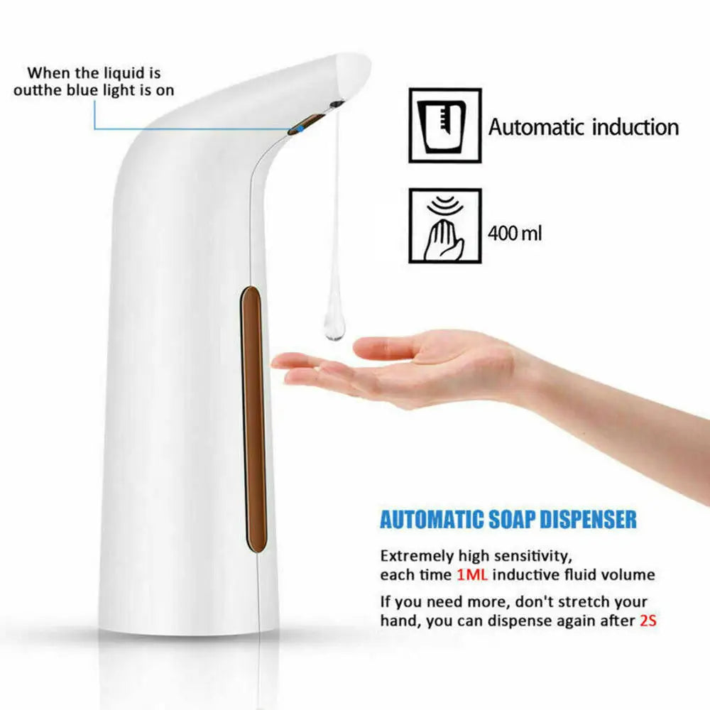 400ml Automatic Soap Dispenser Touchless Infrared Sensor Hands Free Liquid Sanitiser Dispenser – Silver