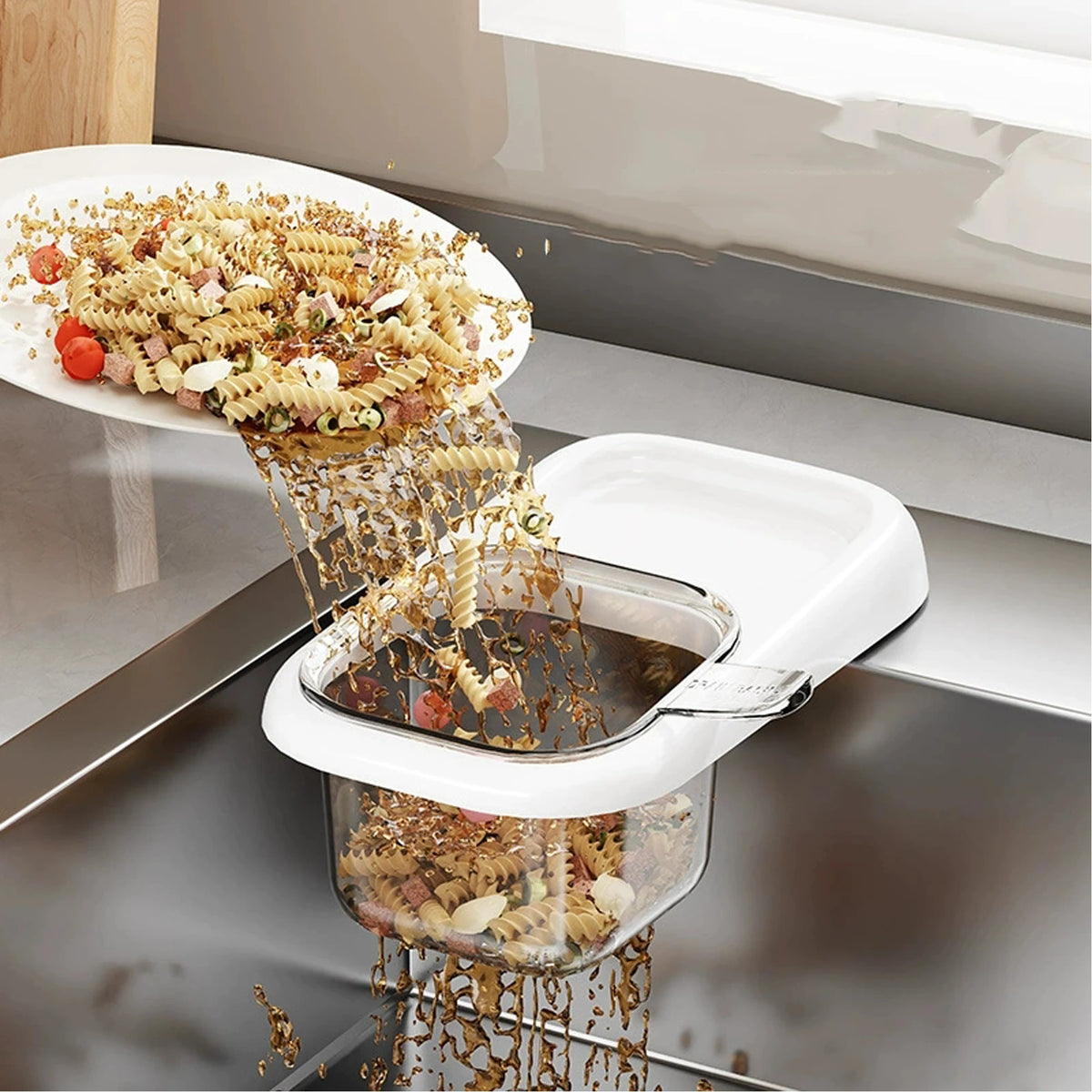 Kitchen Sink Drain Basket 22cm Food Scrap Filter Strainer Storage Basket - White