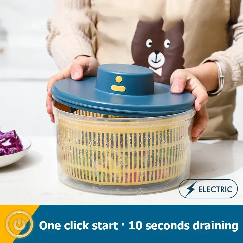 Salad Spinner 3L Rechargeable Vegetable Dryer 1200mAh USB Powered Lettuce Washer with 20W Motor