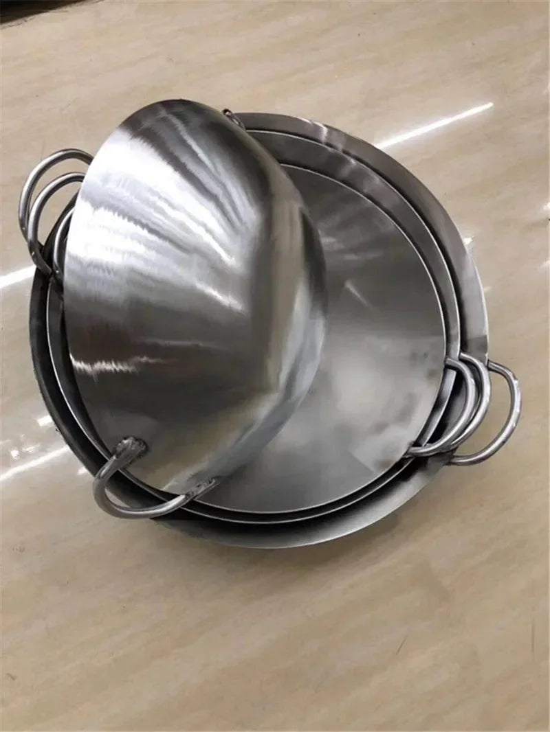 Wok 40cm Commercial Grade Stainless Steel Round Bottom Stir Fry Cooking Pan