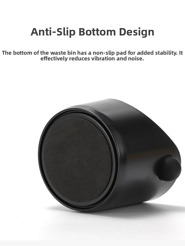 Mini Coffee Knock Box Anti Slip Espresso Grounds Waste Bin with Silicone Knock Bar - Black