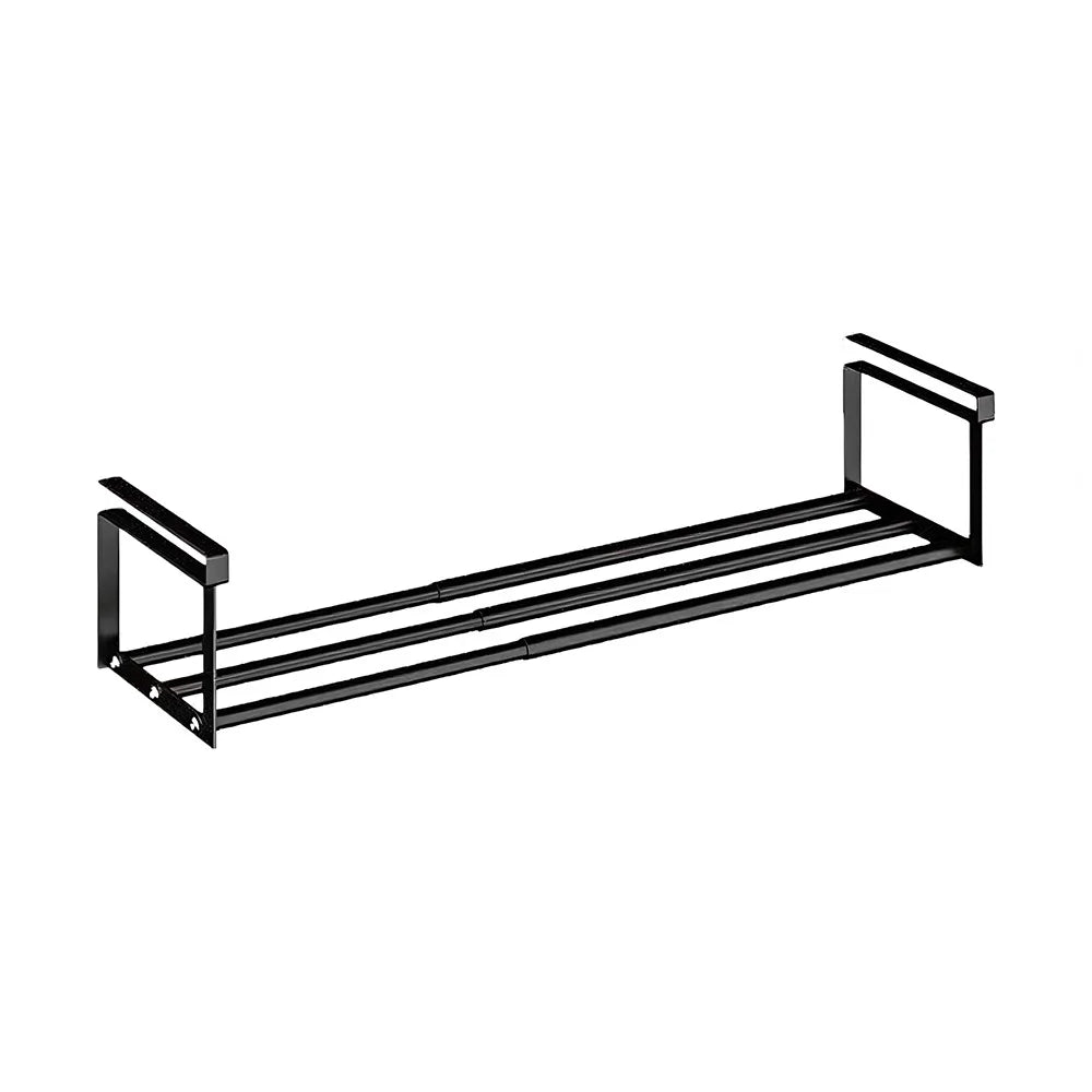 Expandable Under Shelf Shoe Rack Adjustable Hanging Shoe Organizer for Cabinet Closet and Entryway – Black
