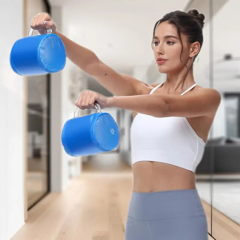 Water Bag Dumbbell Set Adjustable 5kg Portable Core Training Weights - Blue