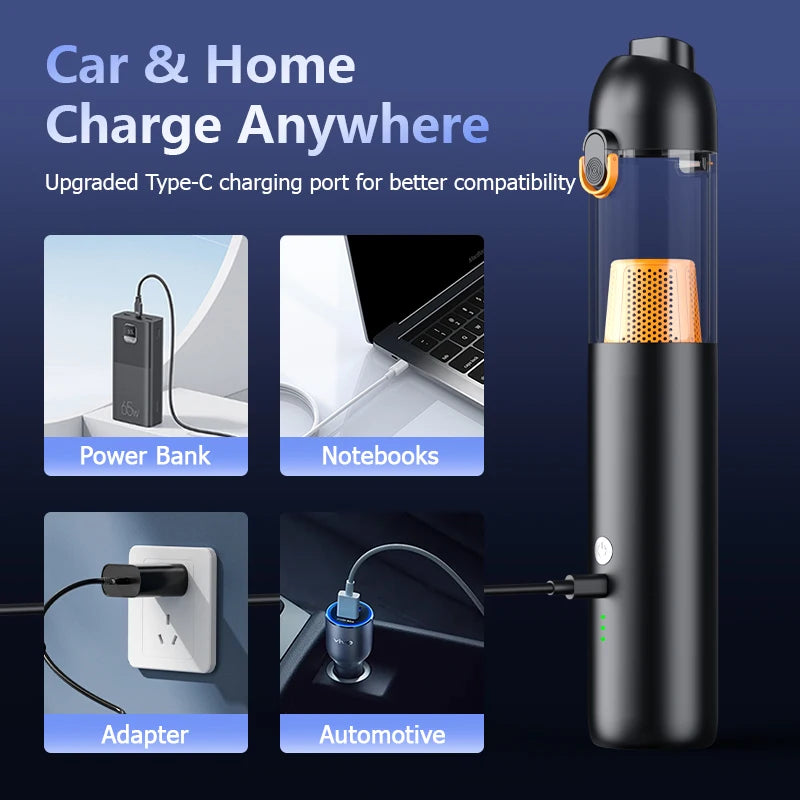 Vacuum Cleaner 300mm Cordless Rechargeable Handheld Dust Removal Tool for Car and Computer