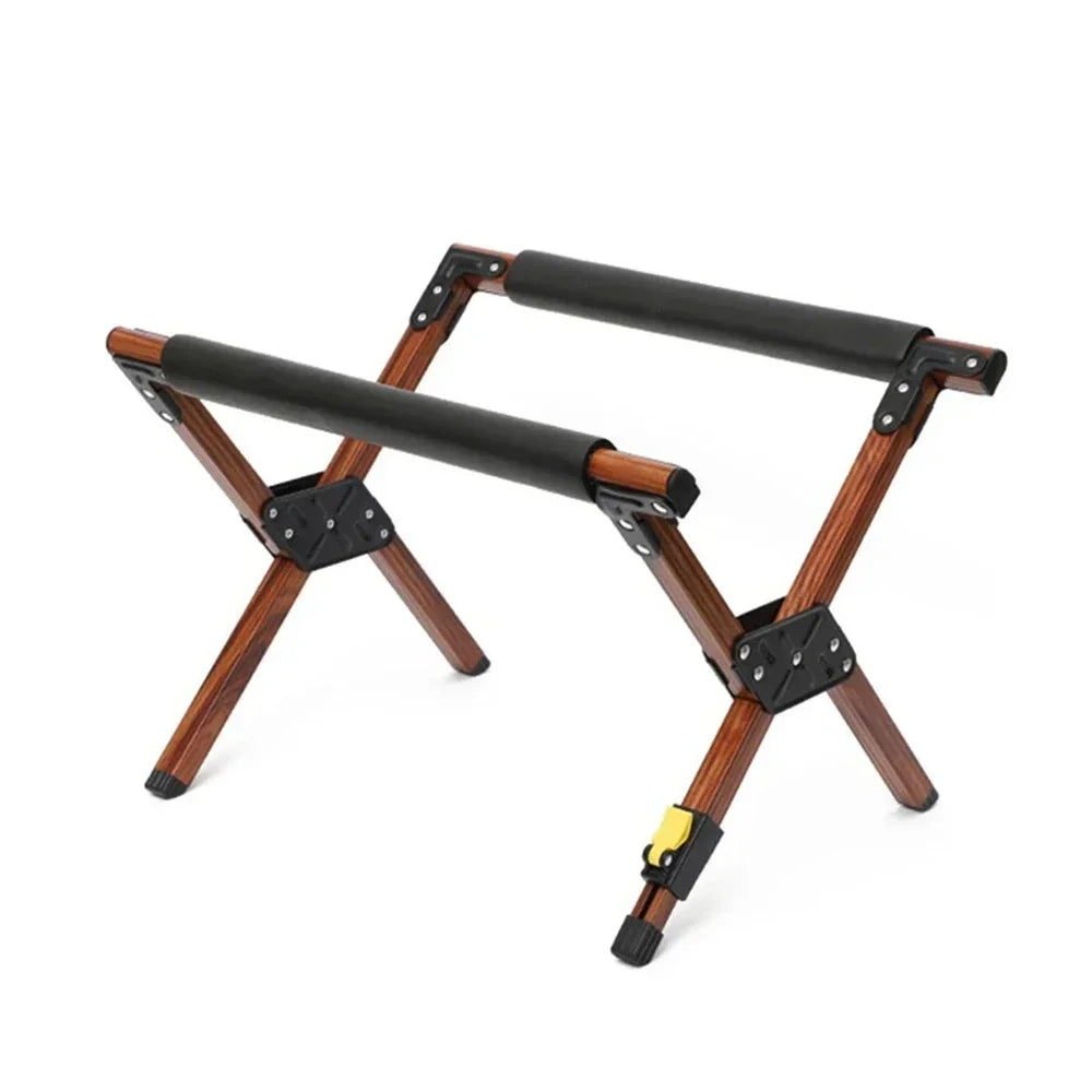 Folding Camping Cooler Rack Adjustable Wooden Stand - Brown