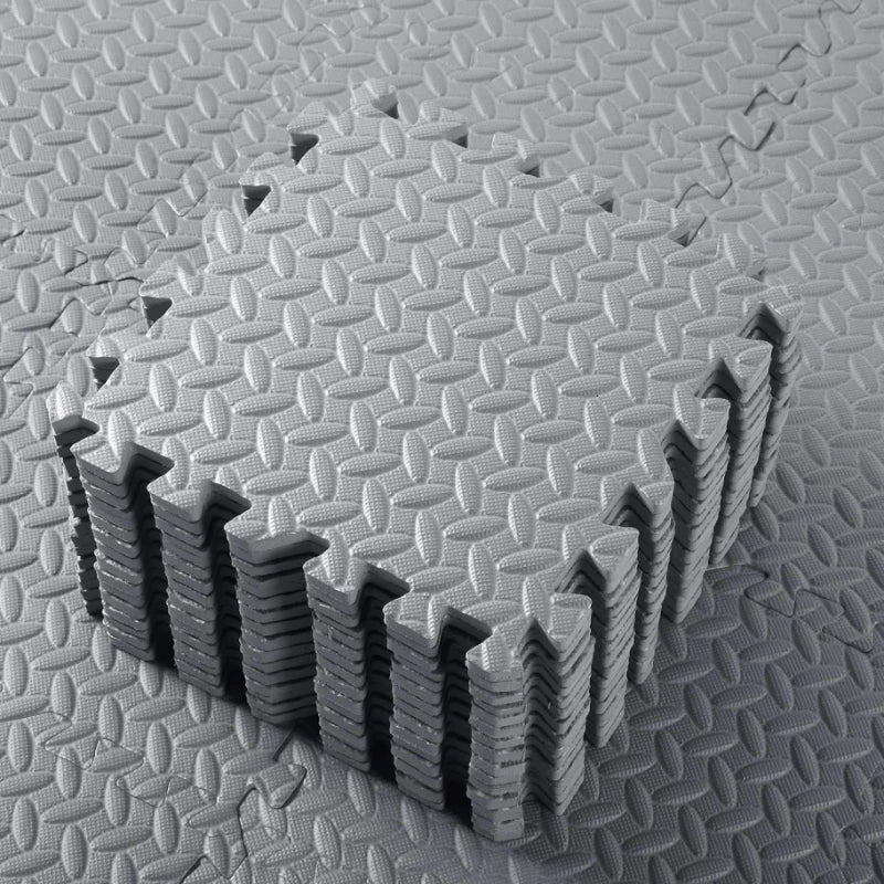 Interlocking Foam Floor Tiles 16 Piece Set Thickened 10mm Soft Fitness Training Mat - Gray