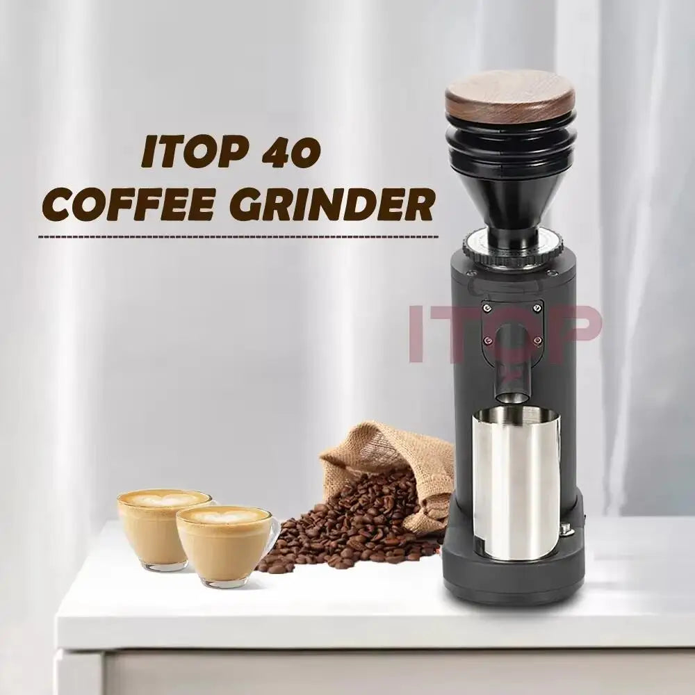 Electric Coffee Grinder 40mm Titanium Burr Adjustable Espresso Grinder - White