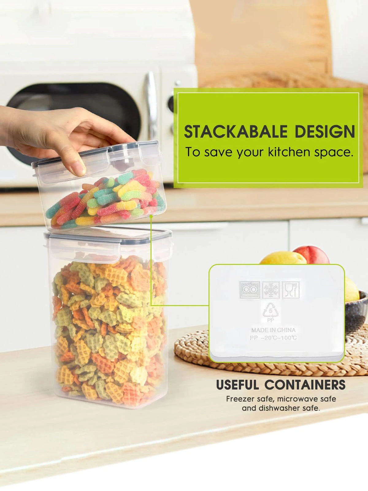 15-Piece Food Storage Containers BPA-Free Airtight Plastic Kitchen Organiser