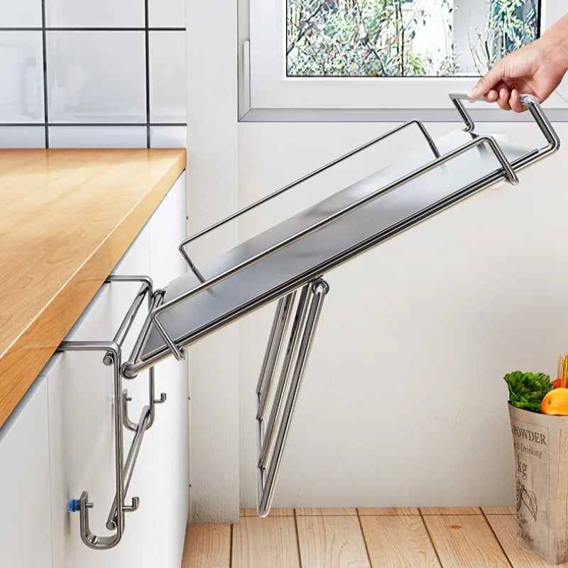 Stainless Steel Foldable Countertop Storage Rack – Space-Saving Stackable Shelf -  Silver