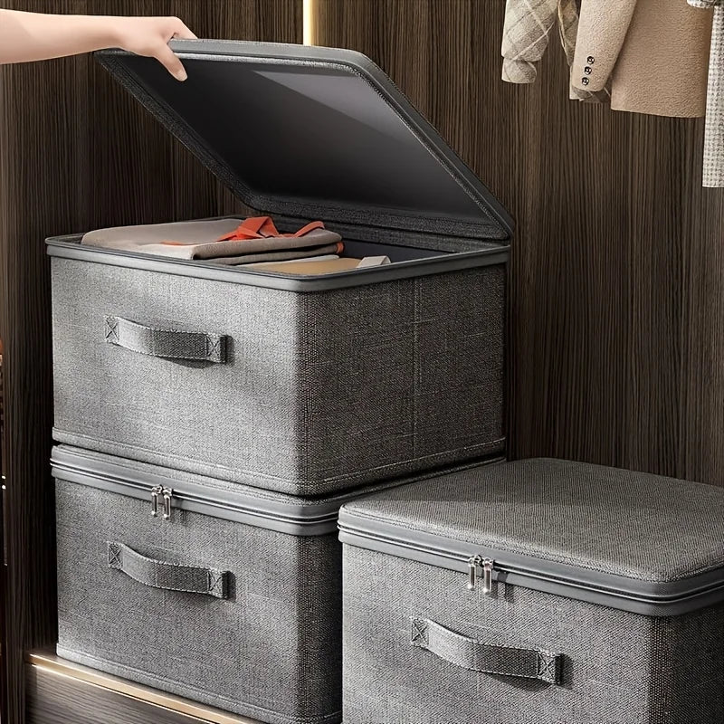 Large Capacity Wardrobe Storage Box with Lid & Zipper – Medium