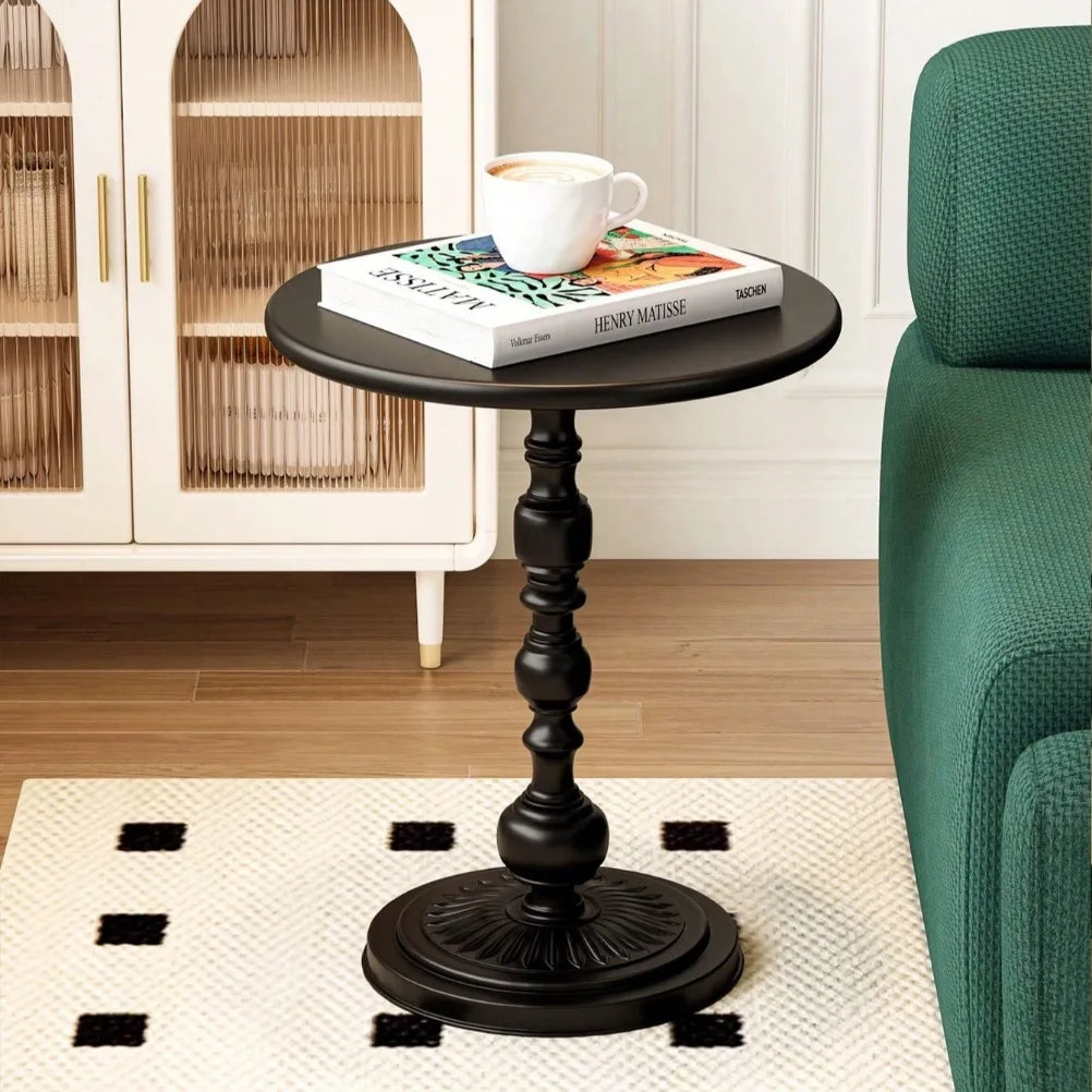 Round Metal Side Table 40cm Wide Vintage Pedestal Coffee Table For Living Room – Gold