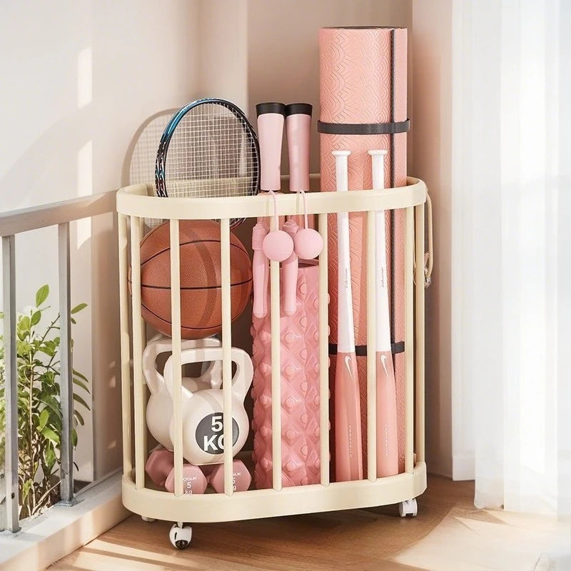 Multi-Purpose Storage Bin Organiser with Wheels Heavy-Duty Rolling Storage Cart for Home & Fitness Equipment – White