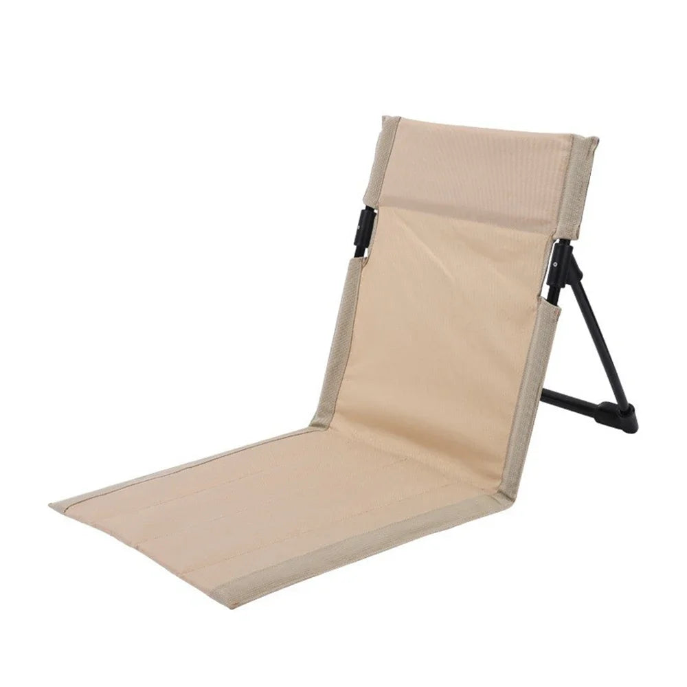 Camping Chair Foldable Single Seat Padded Cushion Backrest Portable Lounger – White