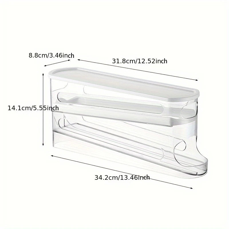 Egg Storage Box Automatic Rolling Fridge Organiser Ladder Rack Holder