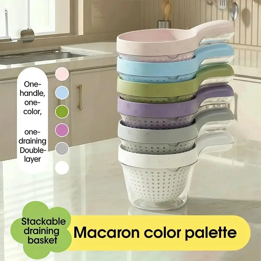 2-in-1 Vegetable Fruit Washing Drainage Basket Colander Mixing Bowl - White
