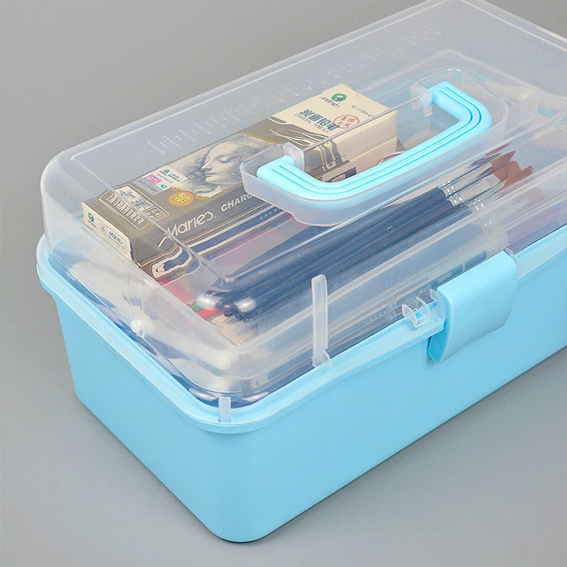 3 Layer Folding Storage Box Portable Organiser with Handle for Home, Travel and Camping