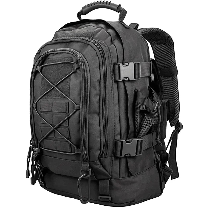 Tactical Backpack 60L Expandable Waterproof Hiking Travel Laptop Bag - Black