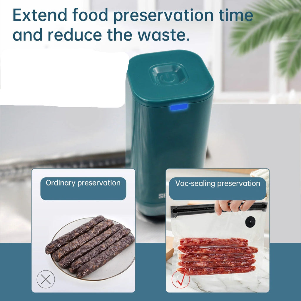 Handheld Vacuum Food Sealer with USB Rechargeable Pump and Reusable Sous-Vide Bags - Set 2