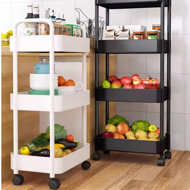 5 Tier Rolling Storage Trolley Cart Mobile Plastic Organiser Shelf with Wheels – Black