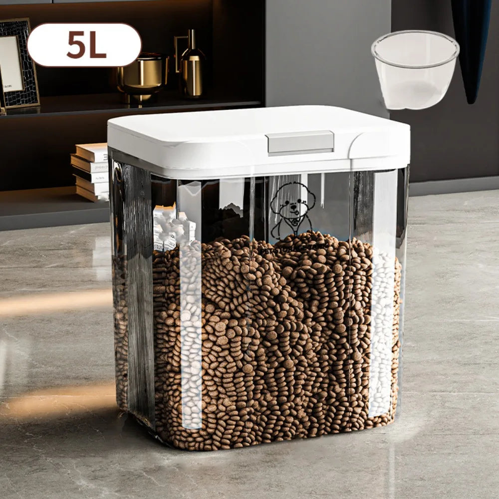 Pet Food Storage Container 5L Airtight Moisture Resistant Dry Food Bin Flip Lid
