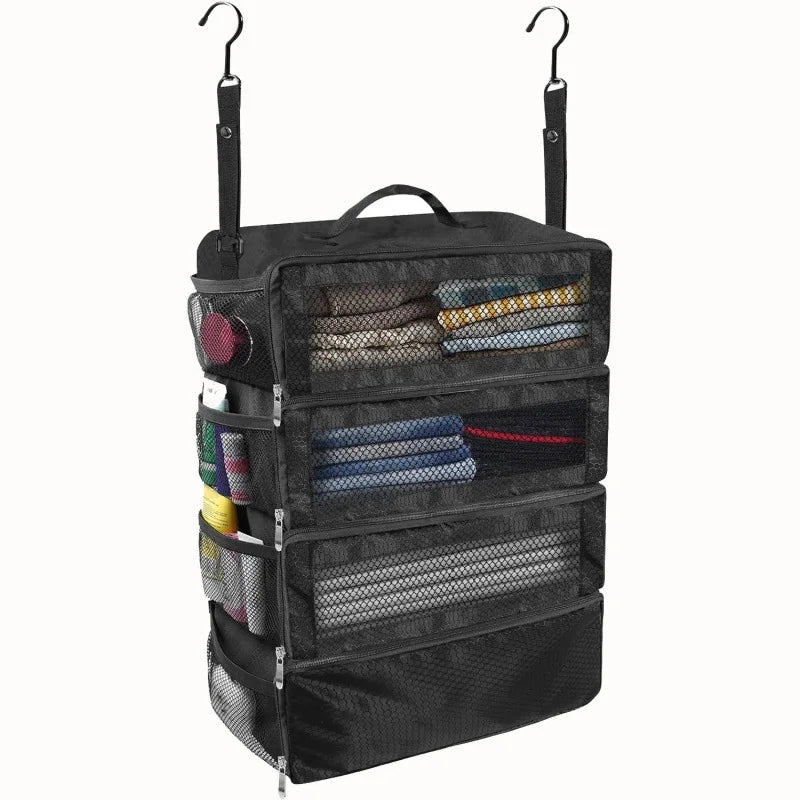 Hanging Suitcase Organizer 19.8in High Capacity Travel Luggage Storage Bag - Black