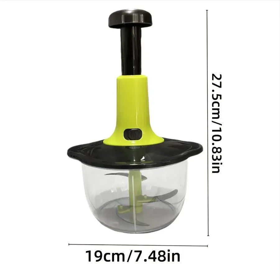 Manual Food Processor Vegetable Garlic Meat Chopper Push Press Kitchen Tool – Blue