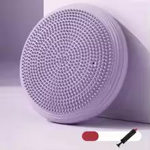 Balance Pad Inflatable PVC 34cm Wobble Cushion with Massage Surface and Pump for Core Training - Purple