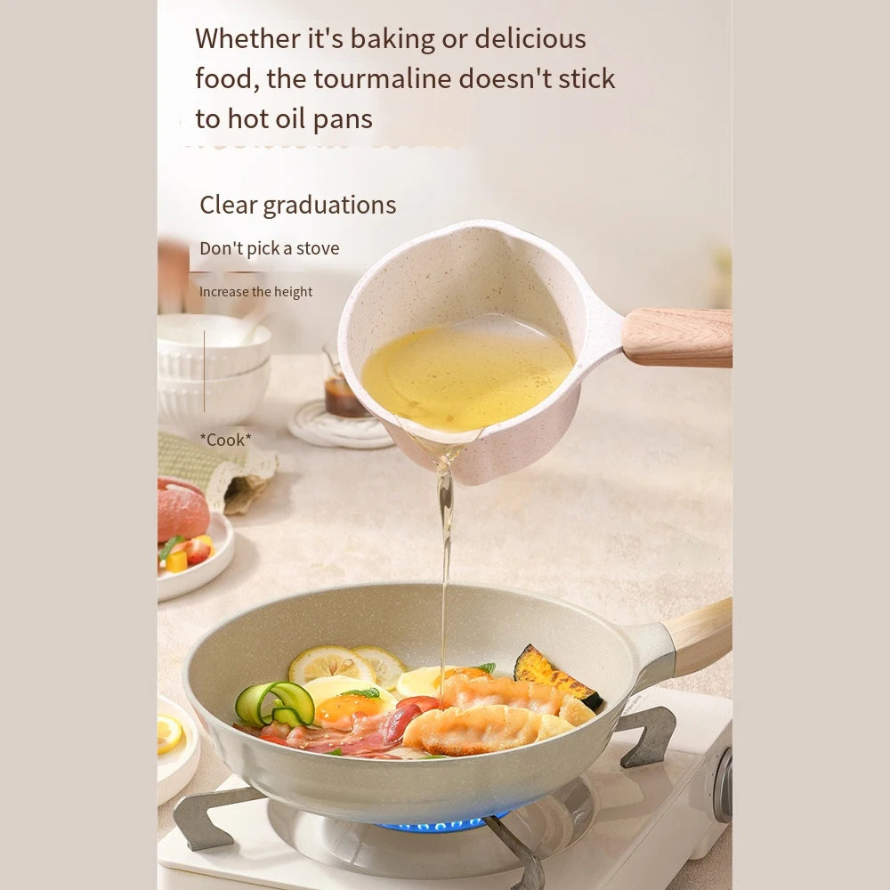 Milk Pot Small Nonstick Saucepan Butter Warmer with Pour Spout and Measurement Marks – Black