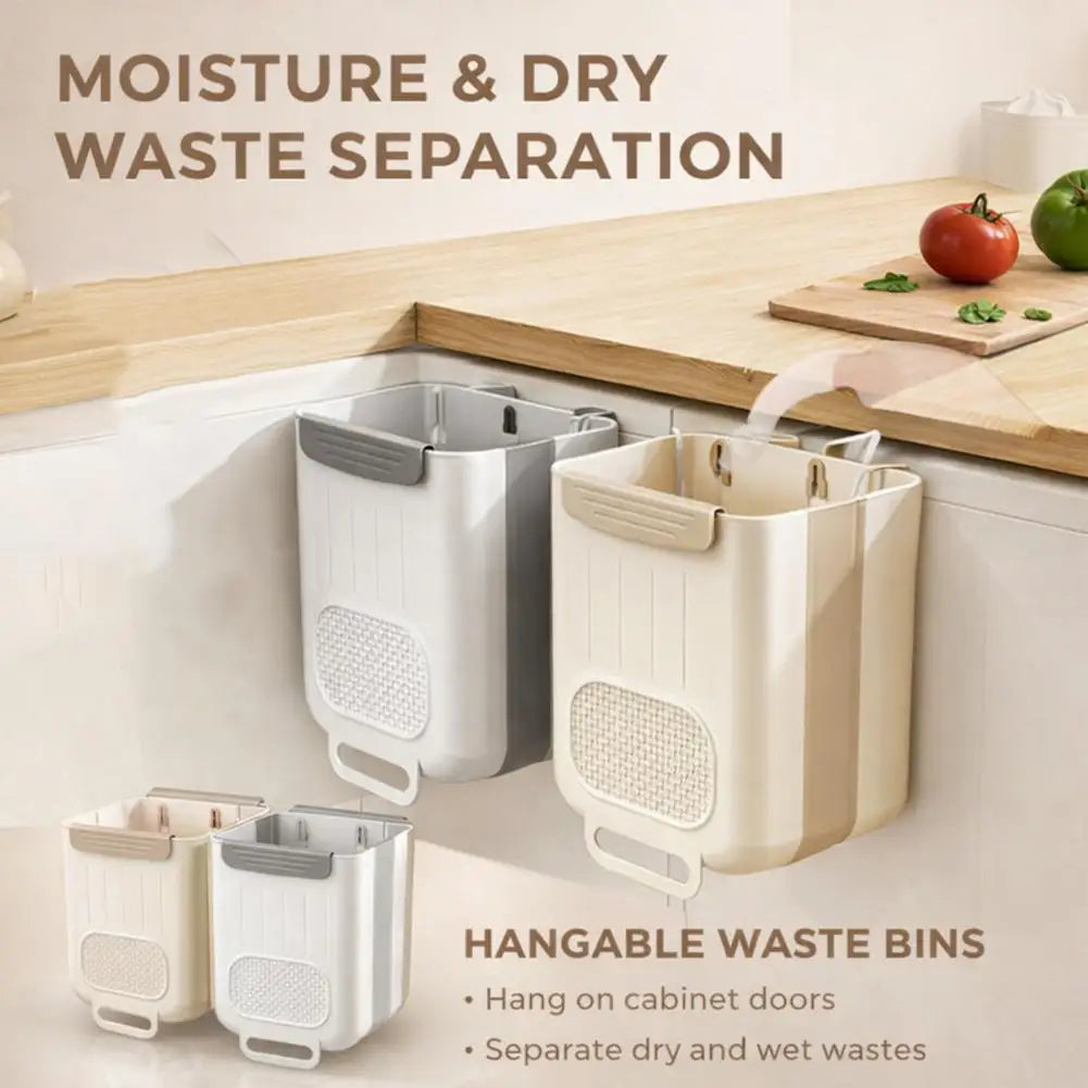 Hanging Rubbish Bin 6L Foldable Kitchen Cabinet Door Waste Bin - White