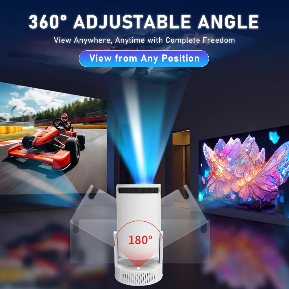 Smart Projector Native 720P WiFi 6 Bluetooth 5.4 Android 14 Portable Home Cinema