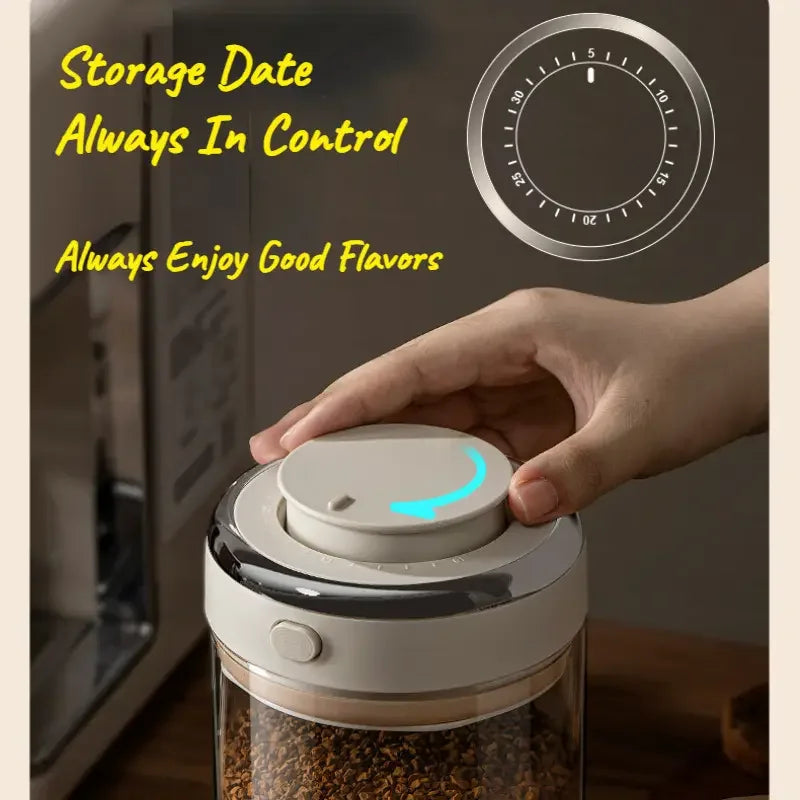 Coffee Canister 1700 mL Glass Airtight Storage Jar with CO2 Valve - Clear