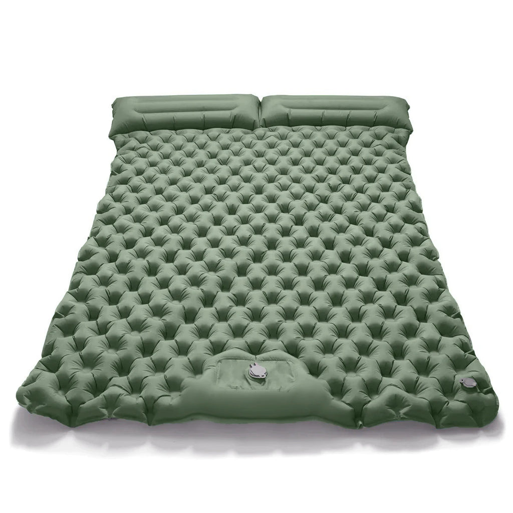 Camping Sleeping Pad Double Inflatable Mattress 200cm Portable Ultralight Folding Bed - Green