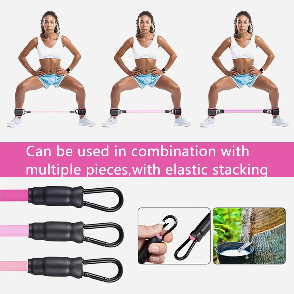 Ankle Strap Resistance Bands Set Adjustable Elastic Leg Training Workout Equipment - Pink