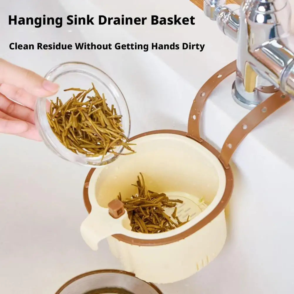 Hanging Sink Draining Basket Food Waste Filter Residue Strainer Detachable - Brown