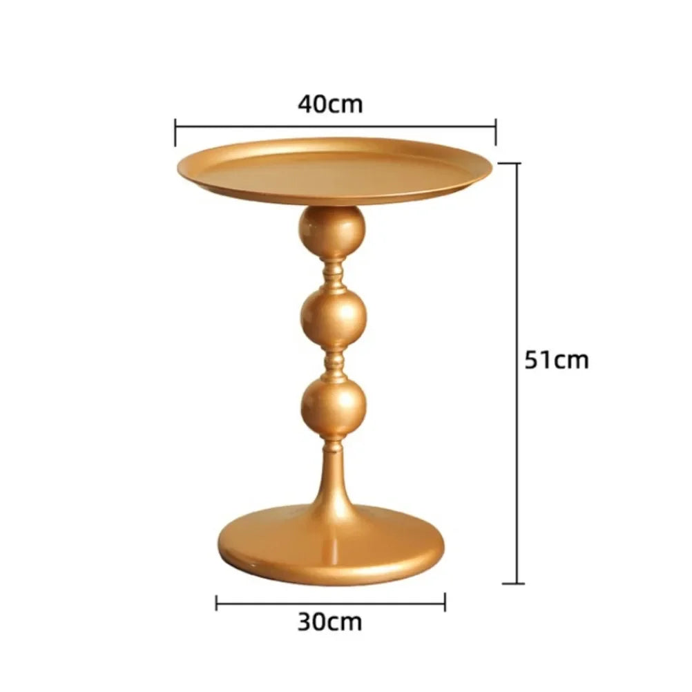Round Metal Side Table 40cm Modern Pedestal Coffee Accent Table Balcony – White