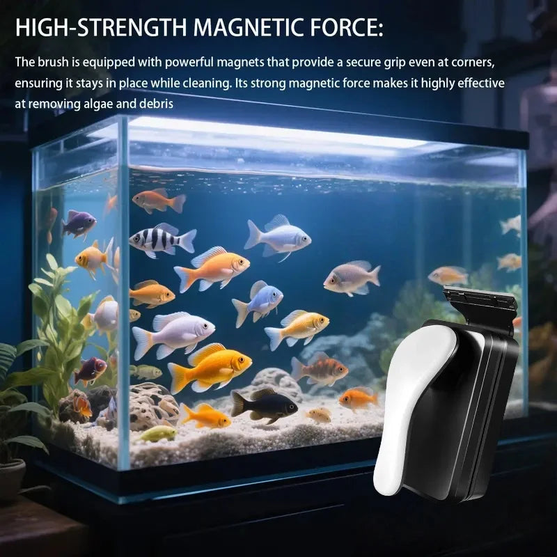 Aquarium Glass Cleaner 14.5cm Floating Scraper Brush for 80-180cm Fish Tank Cleaning Tool