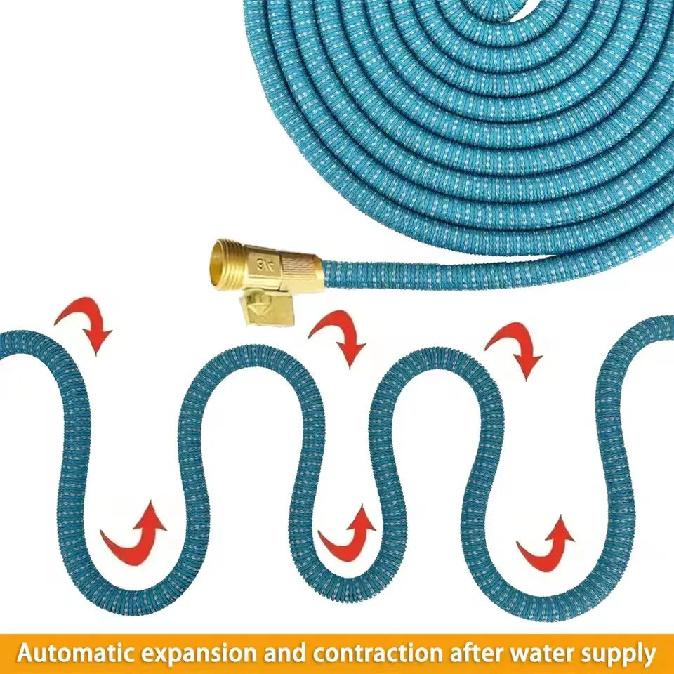Expandable Garden Hose 75ft Flexible Water Hose with Adjustable Spray Nozzle and 3/4 Inch Connector – Blue