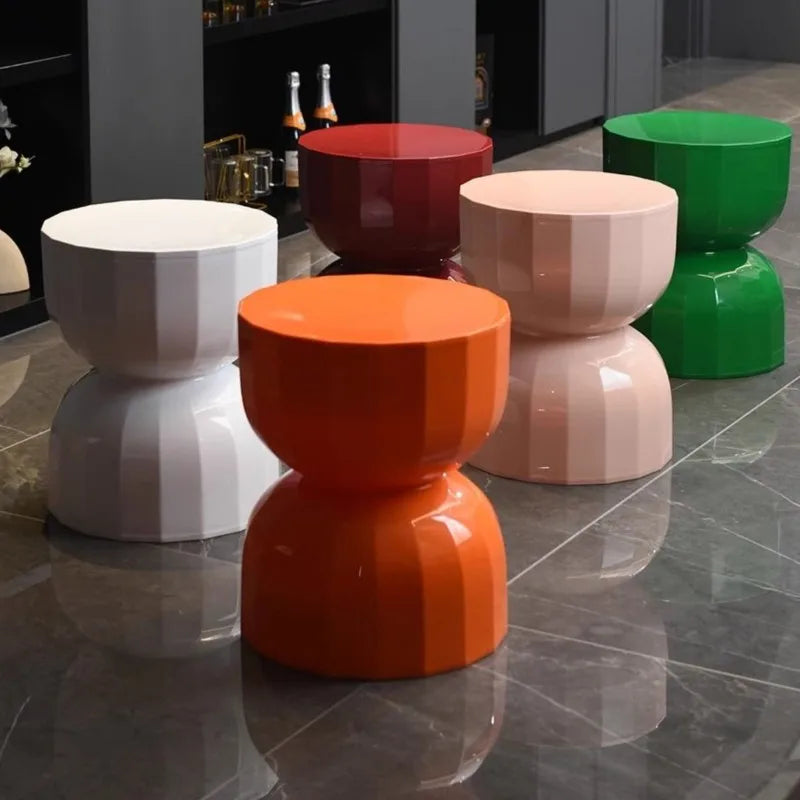 Side Table 45cm Hourglass Shape Stool Accent Coffee Table – Green