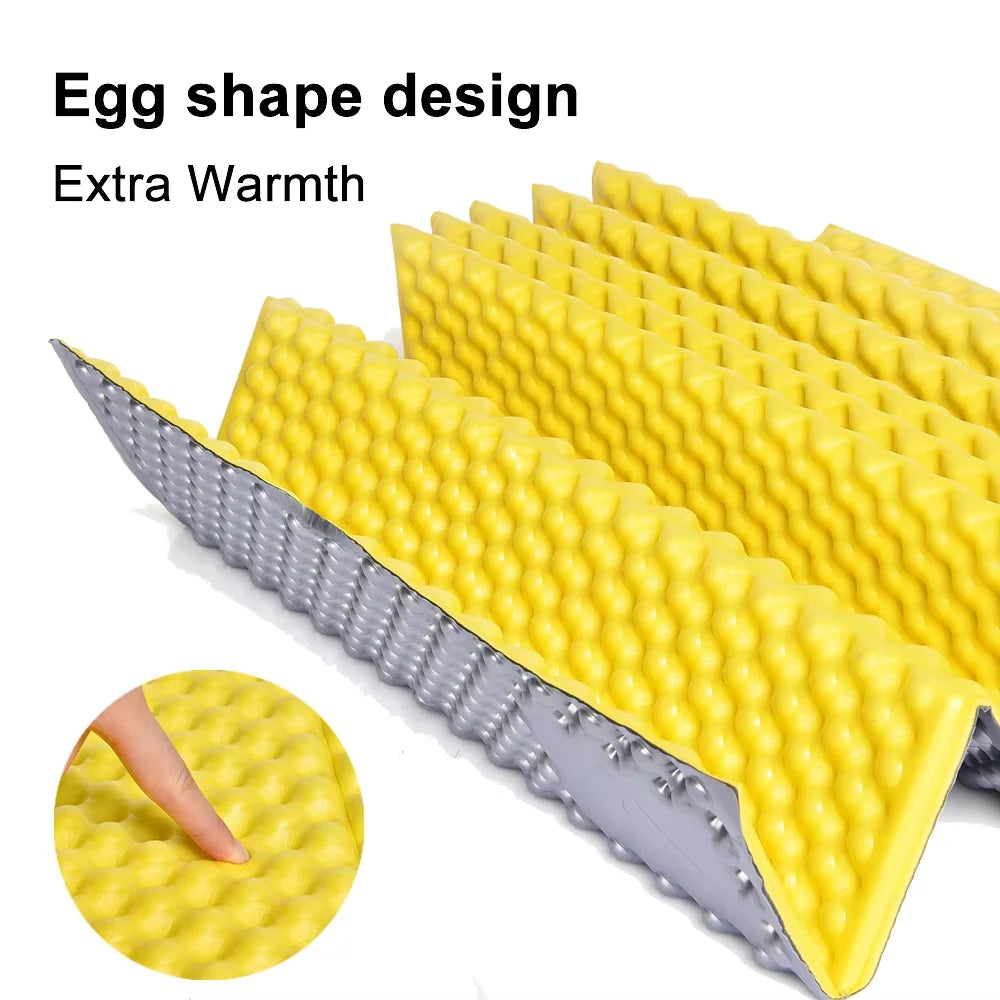 Ultralight Folding Sleeping Mat 2cm Egg Crate Foam Camping Pad with Aluminium Foil Insulation – Orange