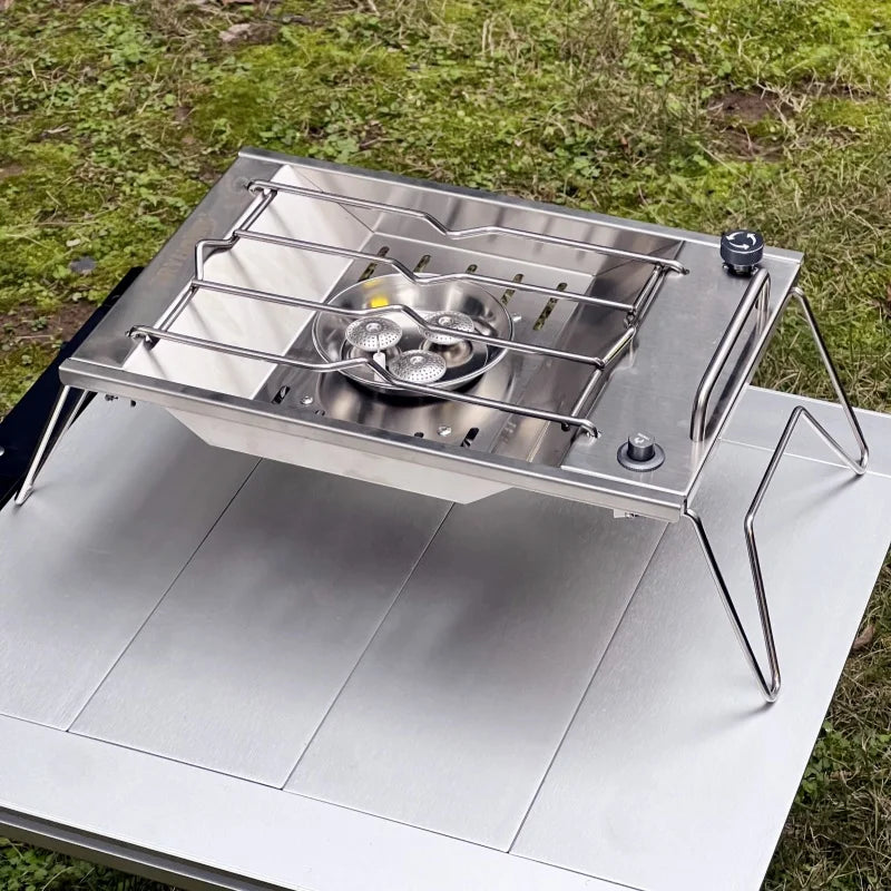 Camping Gas Stove 8000W IGT Flat Burner Stainless Steel Outdoor Cooker – Silver