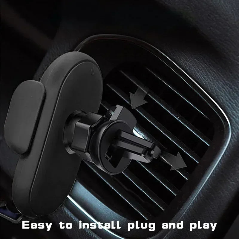 Phone Holder 15W Wireless Charging Infrared Auto Clamping Dashboard Air Vent Mount 360° Rotating - Red